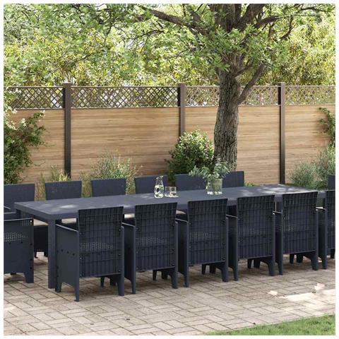 Set da Pranzo per Giardino 15 pcs Antracite Rattan Polt - Foto 2