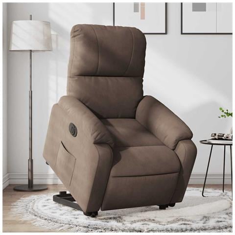 Poltrona Alzapersona Reclinabile Elettrica Marrone Microfibra - Foto 2