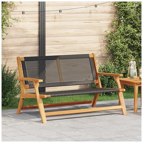 Panchina da giardino nera 122x76x73,5 cm in legno massello di acacia - Foto 2