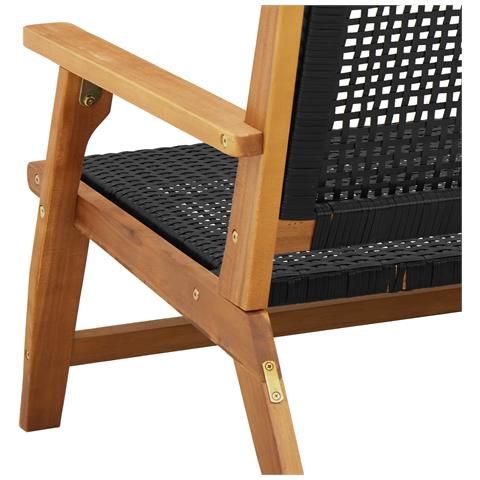 Panchina da giardino nera 122x76x73,5 cm in legno massello di acacia - Foto 9