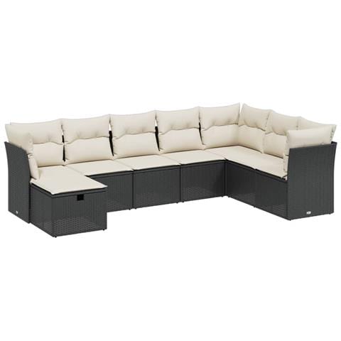 Set Divani da Giardino con Cuscini 8 pz Nero in Polyrattan - Foto 1