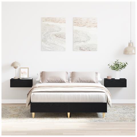 Letto  120x200 cm in Legno Ingegnerizzato Rovere Nero - Foto 2