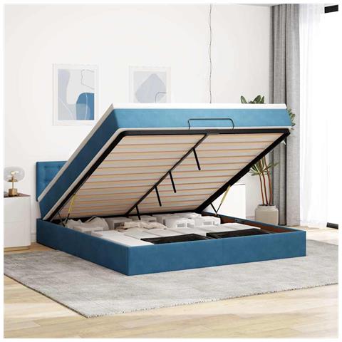 Struttura Letto Pouf con Materasso 180x200 cm in Velluto - Foto 2