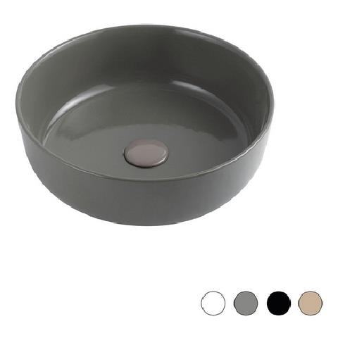 Lavabo Bacinella D'appoggio Tondo Diametro 38.5 Cm In Ceramica - Nero - Foto 1