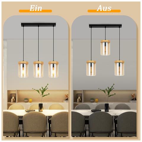 Lampada A Sospensione Per Sala Da Pranzo, 1/3 Fiamme, E27, Trasparente, Lampada A Sospensione Per Camera Da Letto D'albergo - Foto 7
