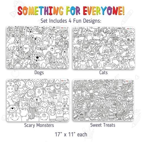 Merka Set Di 4 Tovagliette Da Colorare 7 Pennarelli Divertimento Per Bambini - Foto 2