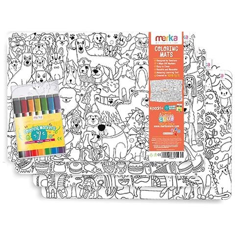 Merka Set Di 4 Tovagliette Da Colorare 7 Pennarelli Divertimento Per Bambini - Foto 1