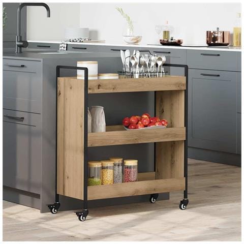 Carrello da Cucina rovere artigianale 70 x 30 x 82 cm - Foto 2