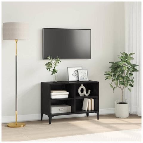 Mobile TV Nero 69.5 x 30 x 50 cm Legno multistrato - Foto 2