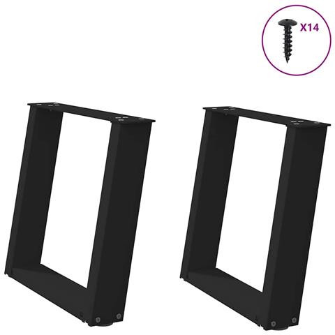 Gambe per Tavolino da Caffè a Forma di U 2 pz Nere 50x(42-43) cm Acciaio - Foto 1