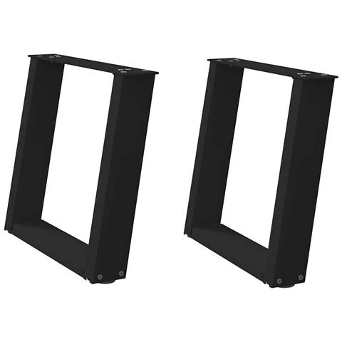 Gambe per Tavolino da Caffè a Forma di U 2 pz Nere 50x(42-43) cm Acciaio - Foto 2
