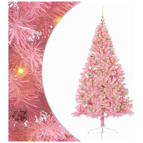 Albero di Natale artificiale con luci integrate Rosa 210 cm PVC - Foto 1