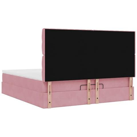 Struttura Letto Pouf con Materassi Rosa 200x200 cm Velluto - Foto 9