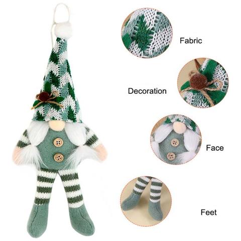 Statuetta Di Gnomo Natalizio - Ornamento Festivo Di Natale In Maglia Verde Con Gambe Lunghe In Stile Rudolph - Foto 2