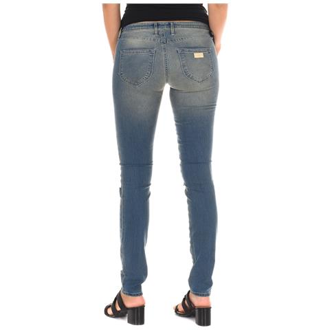 Pantaloni Lunghi In Denim Effetto Consumato E Strappato 10db50262 Donna - Foto 3