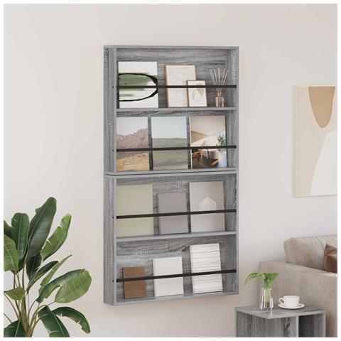 Scaffale per riviste 2 pcs Grigio Sonoma 80 x 12 x 70 cm - Foto 2