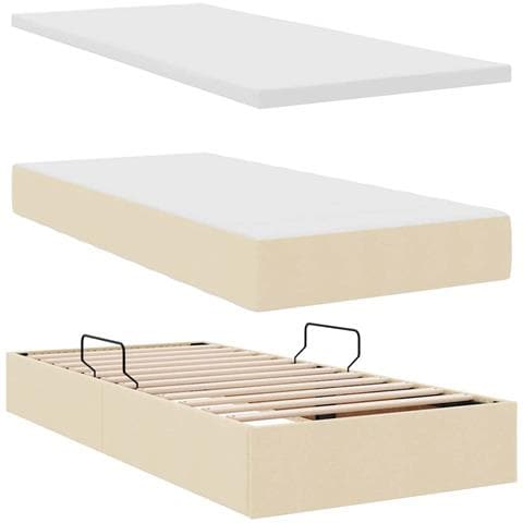 Letto con contenitore e LED Crema 90 x 190 cm Poliestere - Foto 9