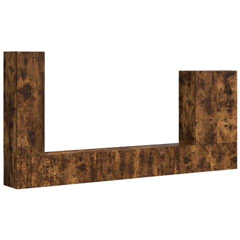 Set di Mobiletto da TV a Parete 6 pcs Rovere fumé - Foto 1