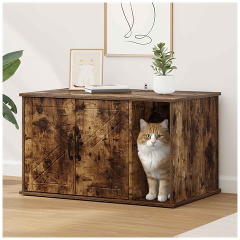 Casa per Gatti Rovere fumé 85 x 55 x 50 cm Legno multistrato - Foto 2