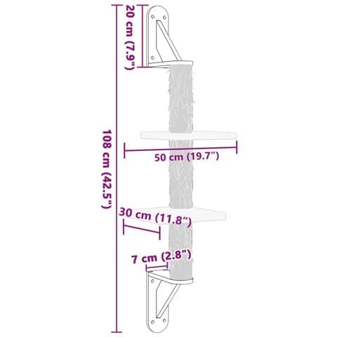 Albero per Gatti con Tiragraffi a Parete Grigio Scuro 108 cm - Foto 7