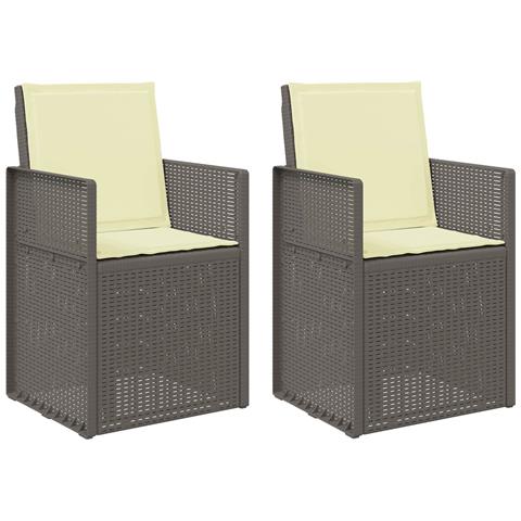 Sedie da pranzo da giardino 2 pcs Grigio chiaro e panna PP - Foto 1