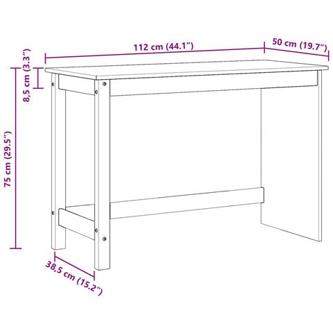 Scrivania Marrone 112 x 50 x 75 cm Legno di Pino Massello - Foto 9