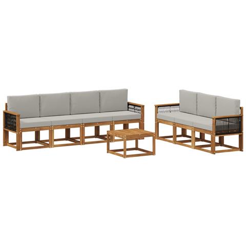 Set di divani da esterno 7 pcs Naturale e Grigio Chiaro - Foto 1