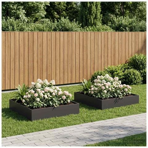 Vaso da giardino 2 pz Nero 100 x 100 x 20 cm - Foto 2