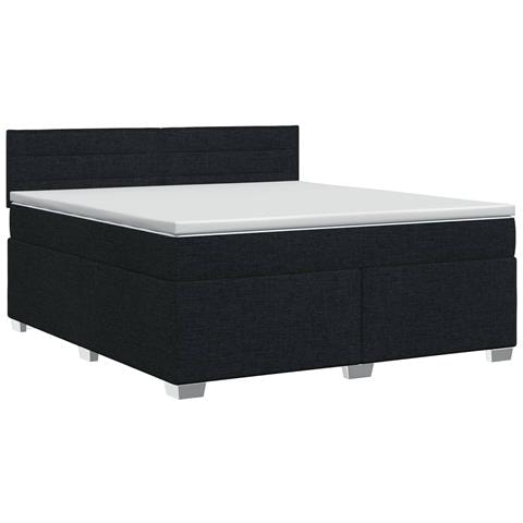 Letto box spring con materasso Nero 160 x 200 cm Tessuto - Foto 1