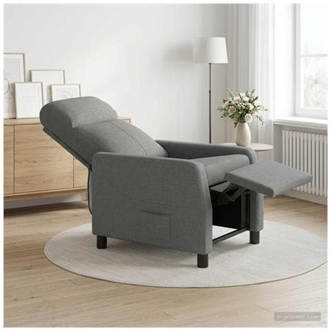 Poltrona reclinabile Grigio Scuro Tessuto - Foto 2