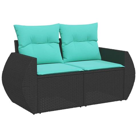 Set di divani 8 pz Nero e Blu Rattan sintetico e Acciaio - Foto 2