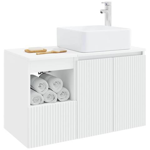 Set di mobili per il bagno 2 pz Bianco Legno ingegnerizzato - Foto 2