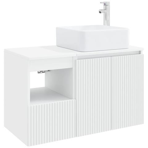 Set di mobili per il bagno 2 pz Bianco Legno ingegnerizzato - Foto 1