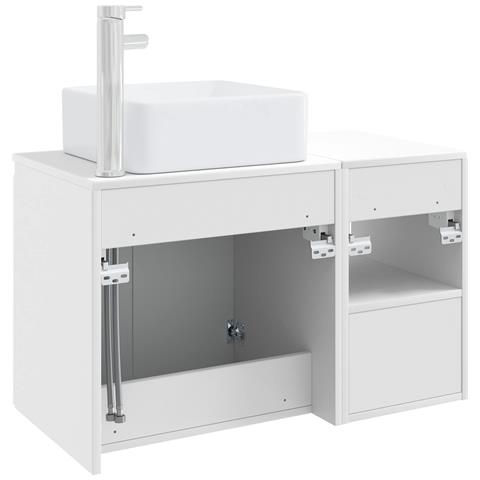 Set di mobili per il bagno 2 pz Bianco Legno ingegnerizzato - Foto 10