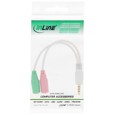 cavo sdoppiatore y-form audio da spina jack 3,5mm (4pin) a 2x presa jack 3,5mm (3pin) , pin dorati, nero, 15cm per ipod - Foto 2