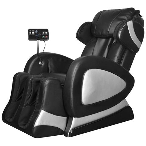 vidaXL Poltrona Massaggiante 3 Livelli 8 Zone Reclinabile Riscaldamento Sedia Massaggio Imbottita Gommapiuma Densa Salotto Relax Crema in Tessuto