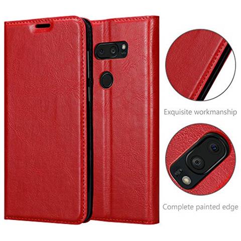 Cadorabo Custodia Compatibile Con Lg V35 In Rosso Mela - Coperchio Protettiva Con Chiusura Magnetica, Funzione Stand E Tasca Per Le Carte - Foto 2