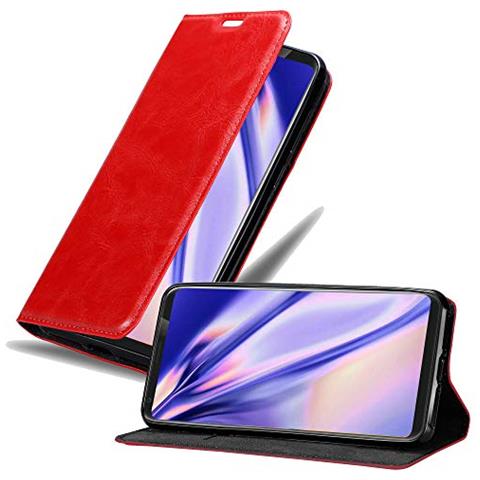 Cadorabo Custodia Compatibile Con Lg V35 In Rosso Mela - Coperchio Protettiva Con Chiusura Magnetica, Funzione Stand E Tasca Per Le Carte - Foto 1