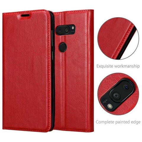 Cadorabo Custodia Compatibile Con Lg V35 In Rosso Mela - Coperchio Protettiva Con Chiusura Magnetica, Funzione Stand E Tasca Per Le Carte - Foto 10