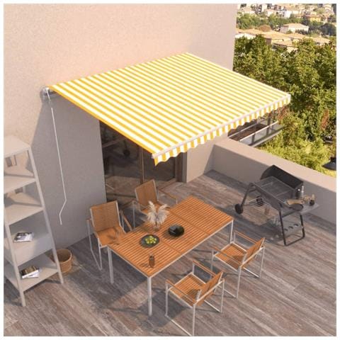 Tenda da Sole Retrattile Automatica 450x300 cm Gialla e Bianca - Foto 8