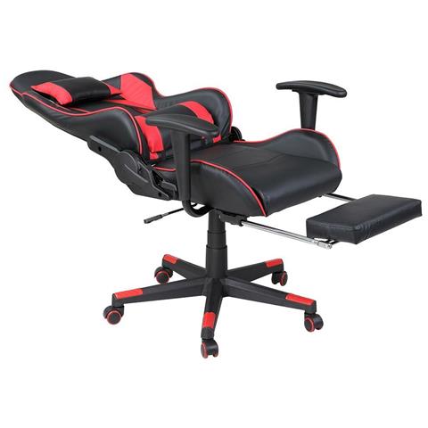 1 Sedia Poltrona Nylon Policarbonato Ergonomica Ruote Imbottita Poggiabraccia Nero E Rosso - Foto 4