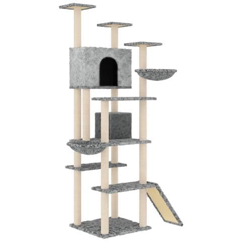 Albero Per Gatti Con Tiragraffi In Sisal Grigio Chiaro 191 Cm - Foto 1