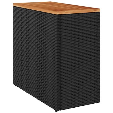 Tavolo Da Giardino Piano In Legno Nero 58x27,5x55 Cm Polyrattan - Foto 2