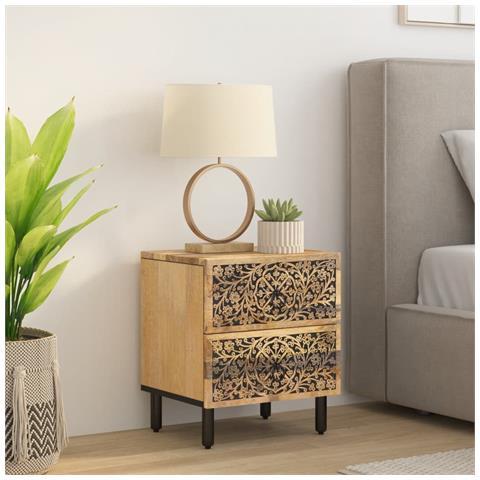 Comodino 40x33x46 Cm In Legno Massello Di Mango - Foto 3