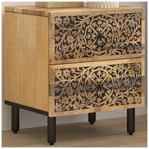 Comodino 40x33x46 Cm In Legno Massello Di Mango - Foto 1