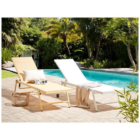 Lettino Da Giardino Metallo E Tessuto Bianco Portofino - Foto 1