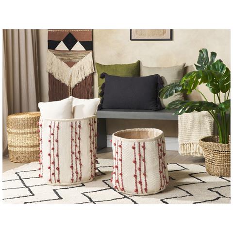 Set Di 2 Cestini Khel Cotone Beige - Foto 1