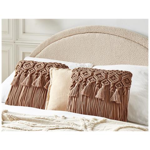 Set Di 2 Cuscini Bamian Cotone 45 X 45 Cm Marrone Chiaro Trama Geometrica - Foto 1