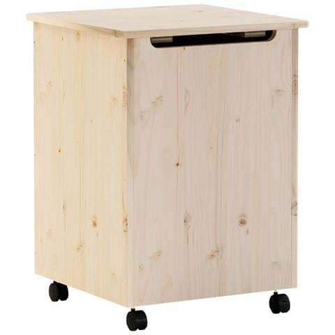 Cesta Biancheria Con Ruote Rana 45x45x64 Cm Legno Massello Pino - Foto 2