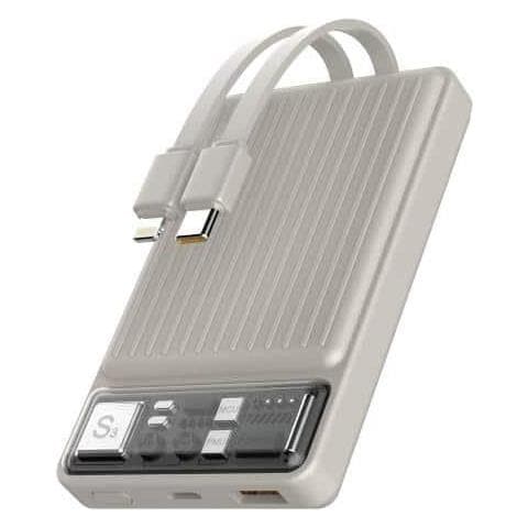 Power Bank 10.000 mAh con due cavi 22,5W Carica rapida Avori - Foto 1